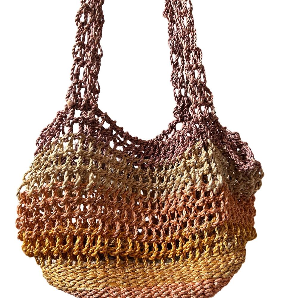 Vintage Mister Ernest large woven crochet tote basket shoulder bag purse